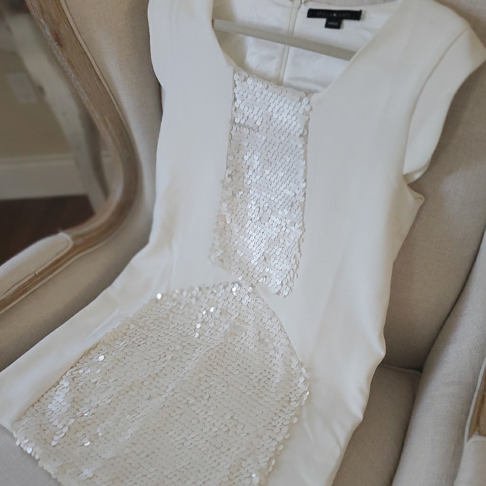 Cream dress with sequin detail